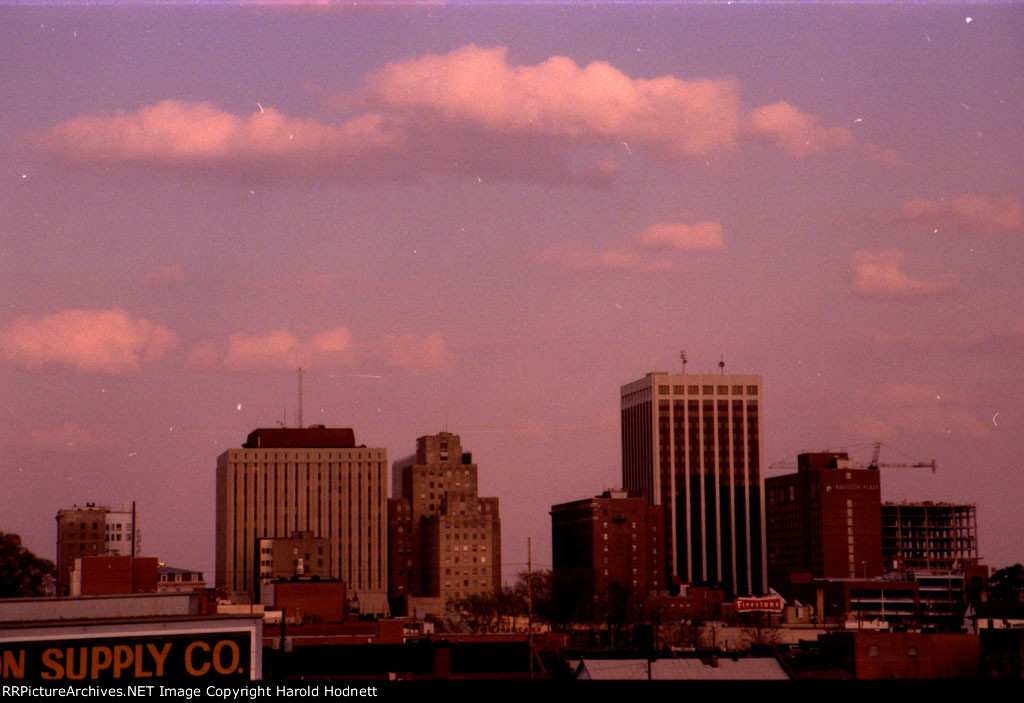 The downtown Raleigh skyline, as seen from the Boylan Avenue bridge